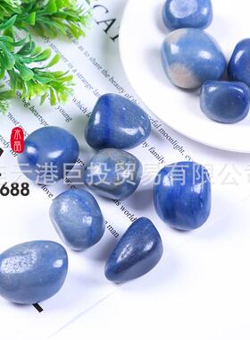 蓝东陵碎石摆件蓝色东陵石随形颗粒原石碎料盆景装饰鱼缸儿童挖宝