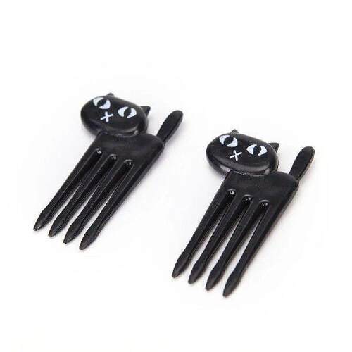 6pcs/set Black Cat Fruit Forks Snack Dessert Forks Food
