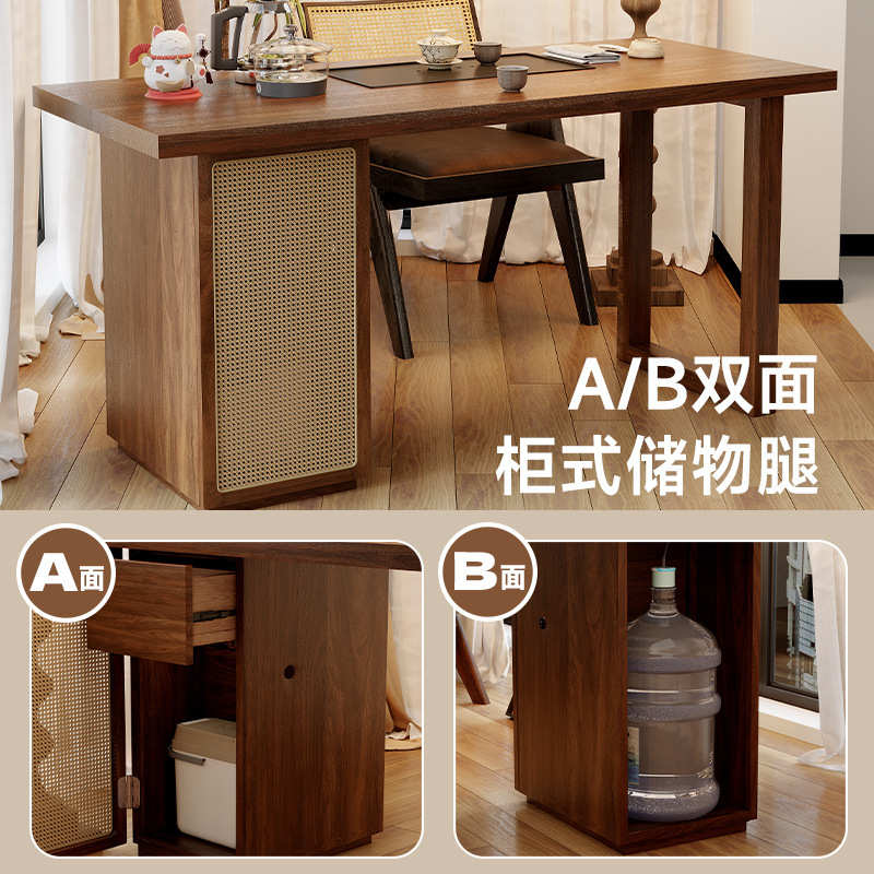 现代简约全实木茶桌大板直拼阳台桌子设计款桌椅组合家用小型泡茶