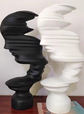 现代高级黑白树脂艺术品个性电视柜玄关家居抽象人物摆件客厅雕塑