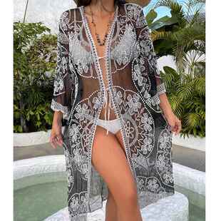 straps sexy loose hollow embroidery bikini top casual