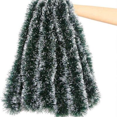 Christmas Tinsel Ribbons Garland Green Cane Wreath Tree