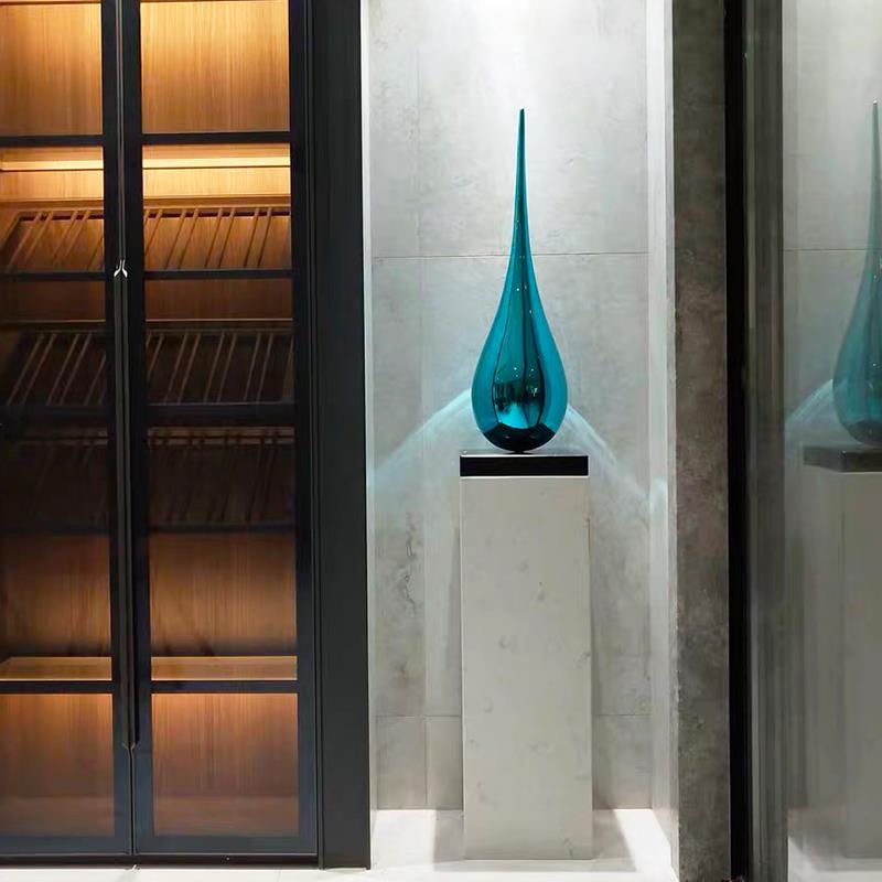 现代轻奢水滴雕塑摆件抽象客厅玄关过道商场酒店橱窗售楼处装饰品