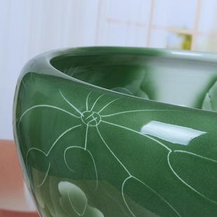 高档口径德镇陶瓷荷花盆家用水大培养植容摆器书房桌面绿萝景件包