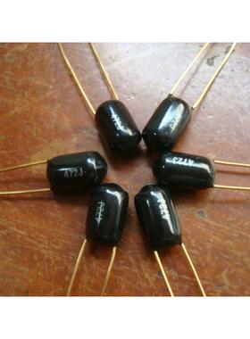 较少有日本 Amtrans 100V 6800PF 黑漆皮镀金脚音频电容2款