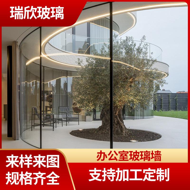 厂家办公室玻璃墙透明钢化玻璃平板耐高温加厚钢化玻璃