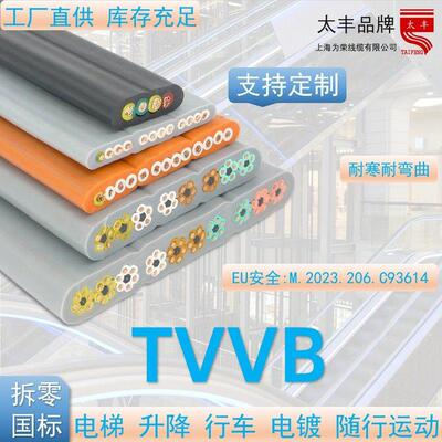 上海为荣 TVVB 3-60*0.75 电动门电梯升降柔软随行悬挂控制电缆CE