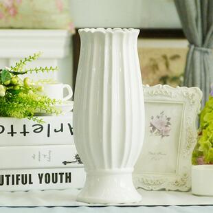 欧式复古条纹奖杯白蓝色陶瓷花瓶花器摆件家居装饰插花花器工艺品