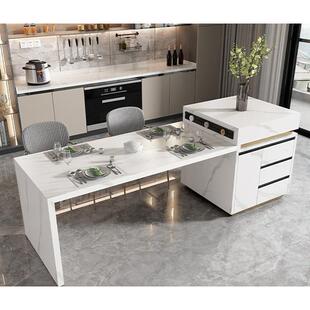 南通上海岩板中岛台餐桌一体厨房开放式西厨房面板多功能伸缩料理