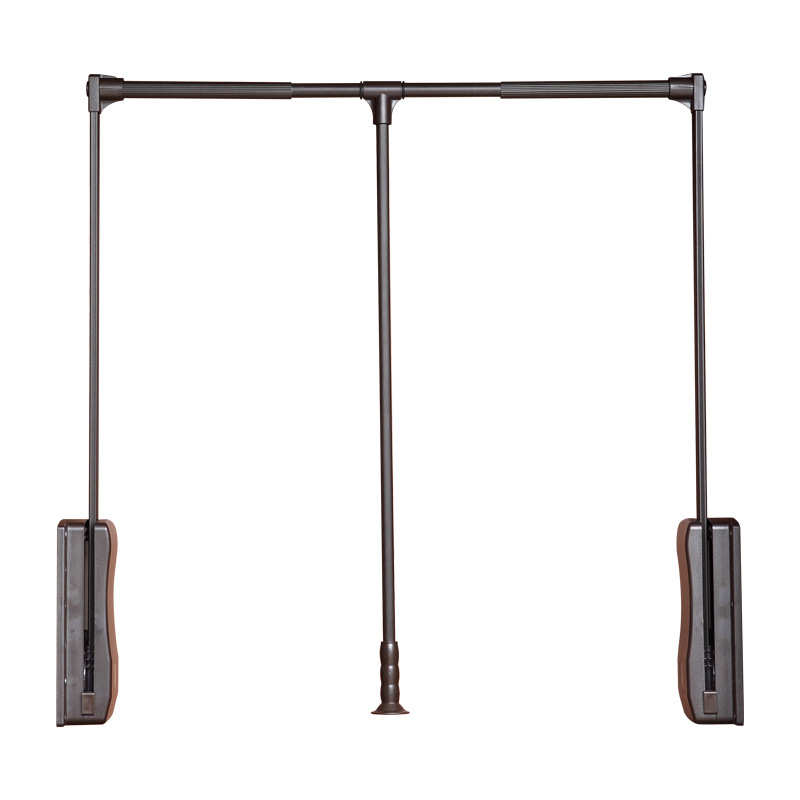 衣柜内下拉式挂衣杆衣帽间伸缩升降挂衣器活动挂衣架缓冲衣杆静音