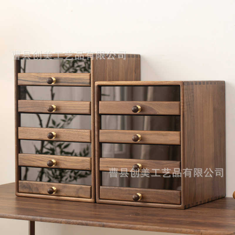现货黑胡桃收纳盒抽拉式多层收纳盒带亚克力透明板珠宝茶杯收纳盒,居家布艺,收纳盒,淘宝优惠券,粉丝福利购,淘宝优惠卷