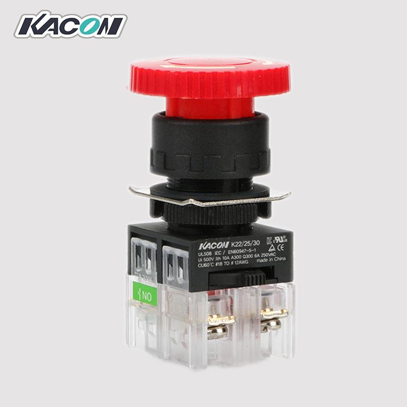 现货Kacon凯昆K22-87R11-N29蘑菇头22带灯急停按钮 开关 复位