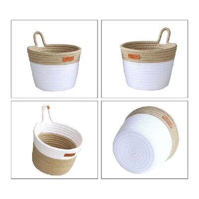 Wall Hanging Basket Storage, Cotton Rope Woven Small