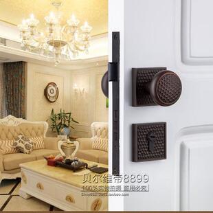 房门锁黑色分体锁贝尔维帝卧室房间木门执手锁球形锁静音门把手