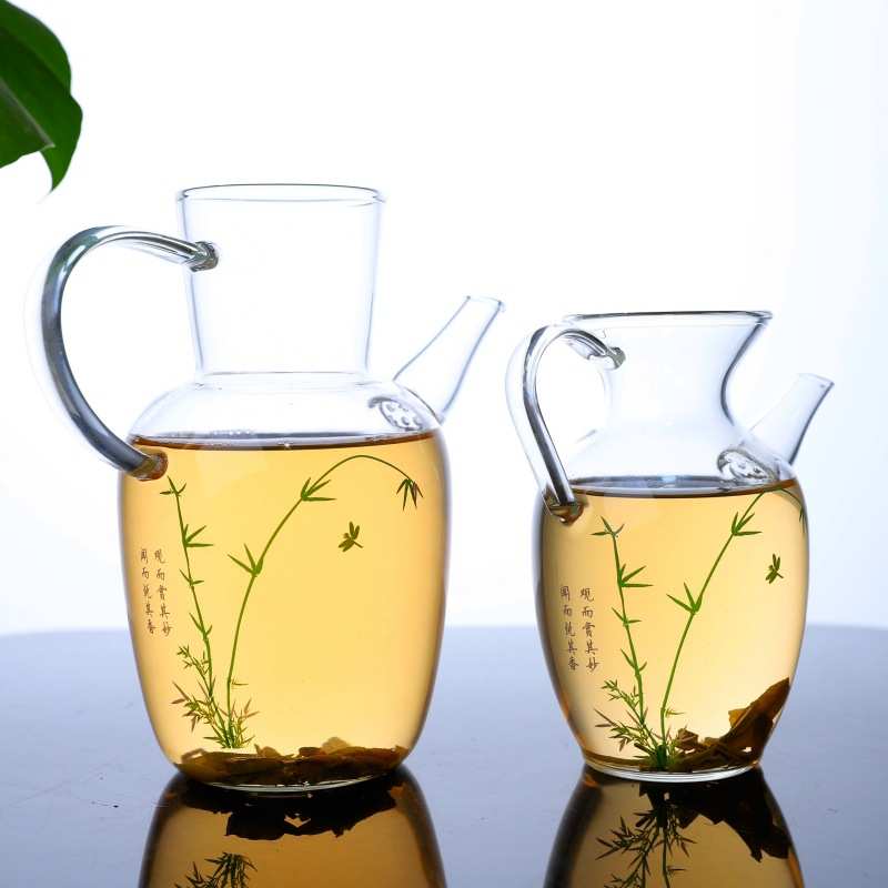 仿宋竹子小茶壶 高硼硅玻璃手执壶 高硼硅茶壶可电陶炉加热茶水壶