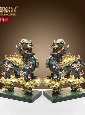 全铜貔貅摆件一对公母黄铜皮丘貔犰家用客厅店铺公司装饰开业礼品