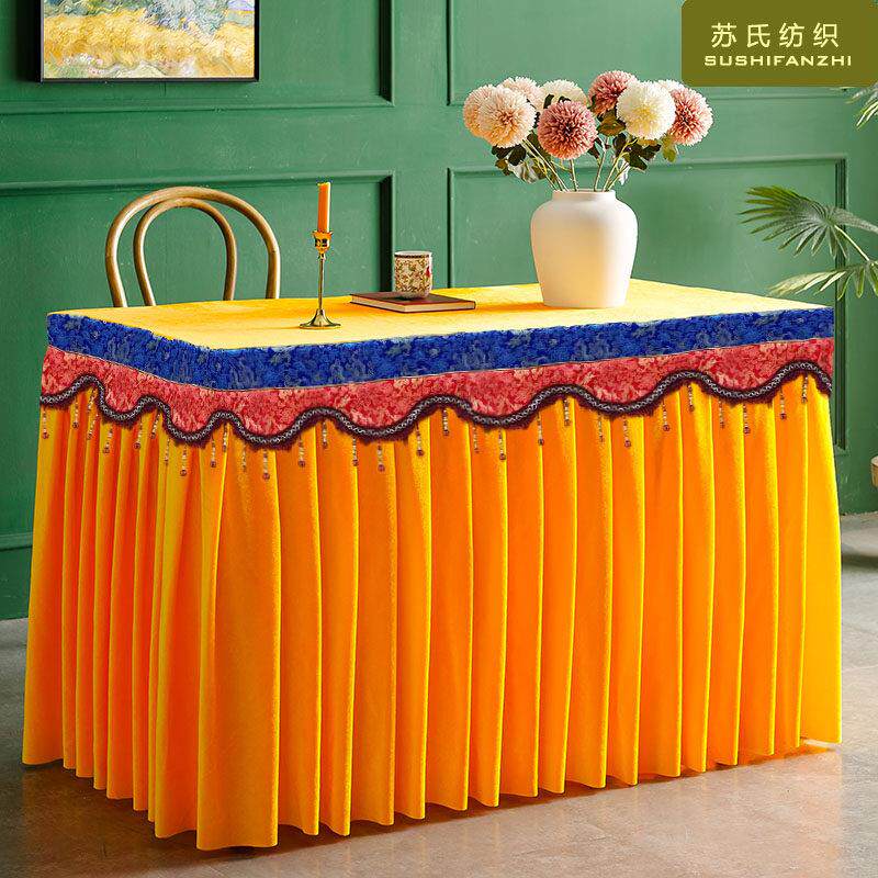 厂家直销定制特厚抗褶皱金丝绒佛堂神位供桌桌布桌裙桌围桌套