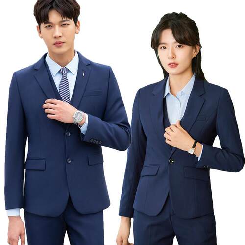 雷克萨斯4S店商务蓝色西装套装男女职业工作服沃尔沃工装韩版正装