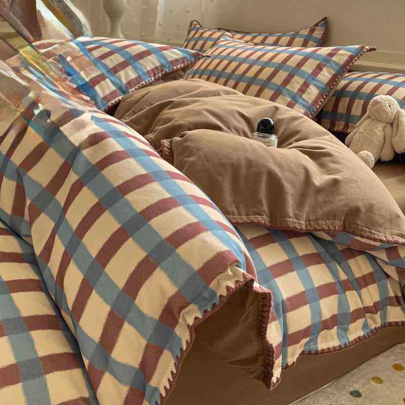 磨毛床上四件套纯棉全棉2025新款床单被套四季通用床笠被罩套件