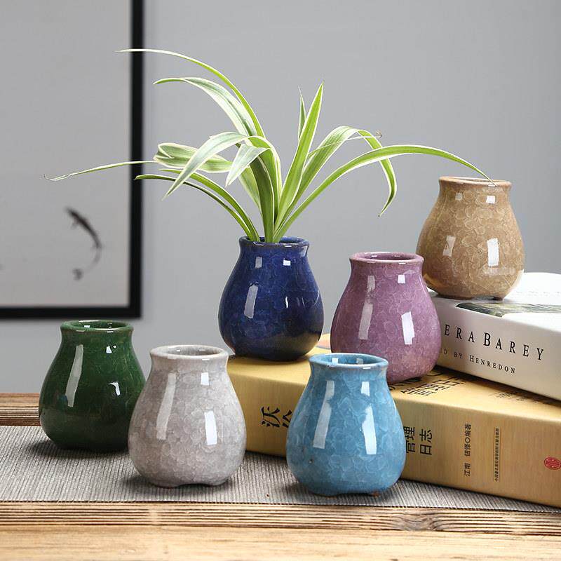 冰裂釉 创意摆件手工个性时尚小花器 家居装饰品水培花插花瓶