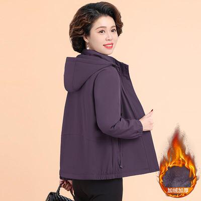 中妈妈冬外套加绒加厚阔太太秋冬连帽派克服年中老女年冬季装9880