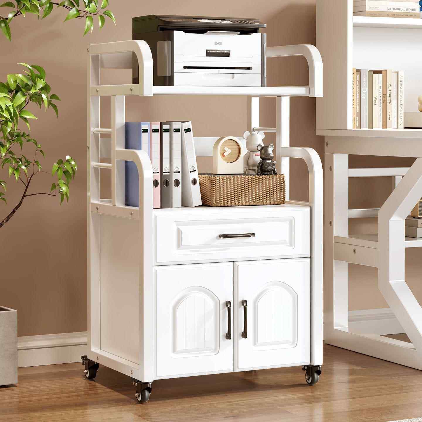 打印机置物架放置架落地文件柜带轮子移动矮柜子家用收纳柜储物柜