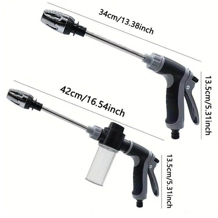跨境灰长杆枪洗车水枪家用洗车工具金属加长杆包胶手柄洗车水枪