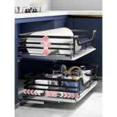 厨房30调4锈钢橱柜不拉篮双层抽屉式 UGY碗碟架内置收纳篮阻味尼缓