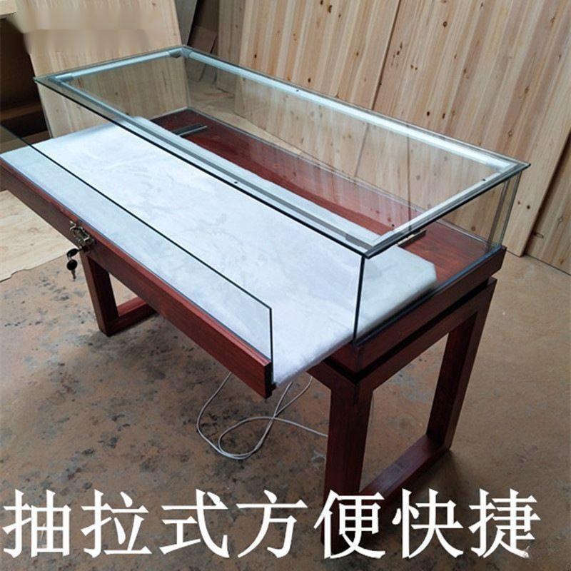 中式实木复古珠宝古玩中岛首饰展柜玉器玻璃展厅陈列饰品展示柜台