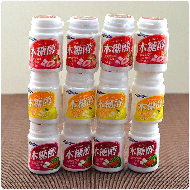 草莓味口香糖瓶装20g草莓西瓜柠檬味泡泡糖饭后清新口气糖果零