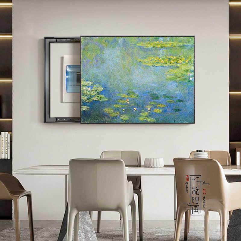 莫奈梵高电表箱装饰画配电箱遮挡挂画开关电闸箱左右推拉款壁画
