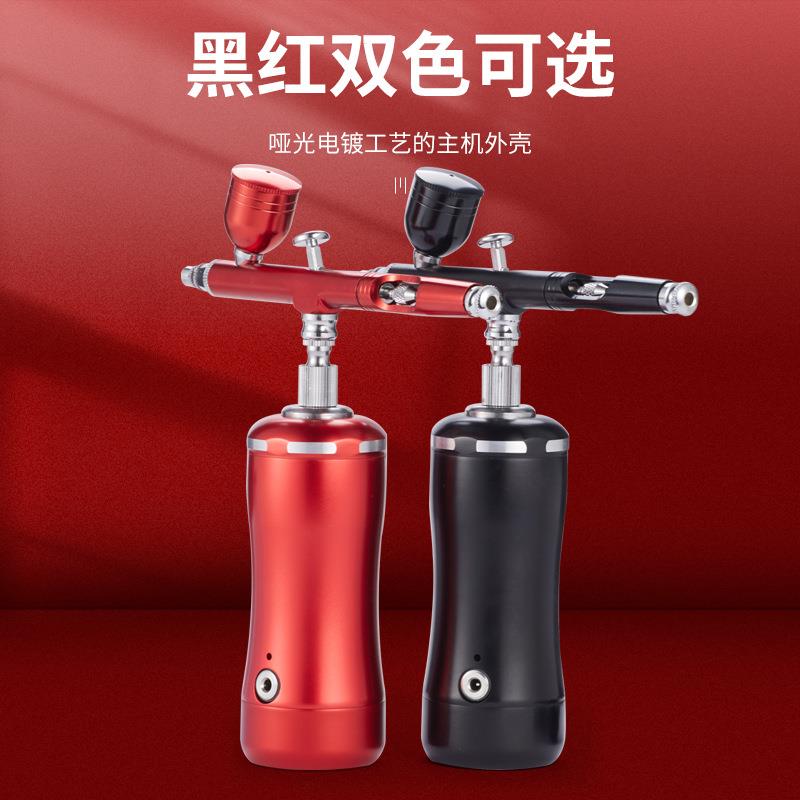 开便气泵自动停充电喷笔模型喷涂补彩绘红色上色家携具皮革修喷漆