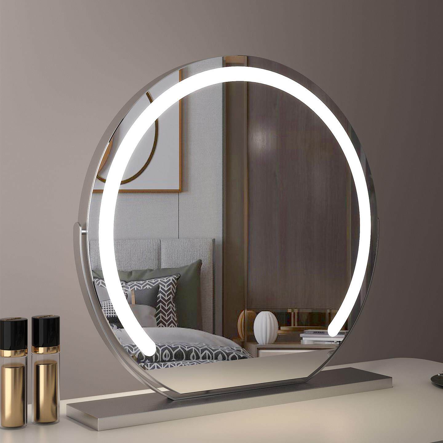 高清led化妆镜子带灯梳妆镜台式桌面智能家用简约主卧室网红大号