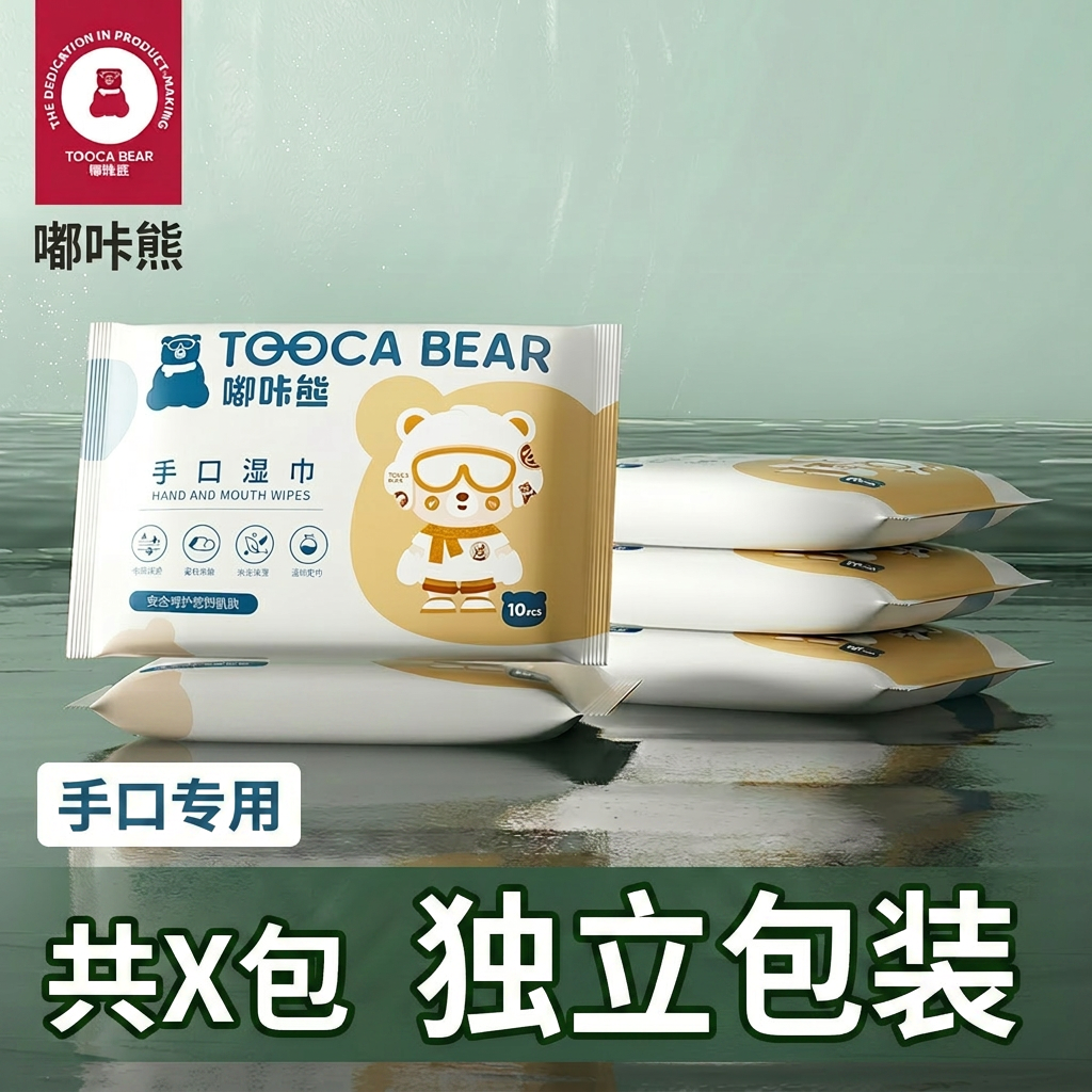 嘟咔熊婴儿手口专用湿巾小包便携随身装独立包装湿纸巾宝宝出行
