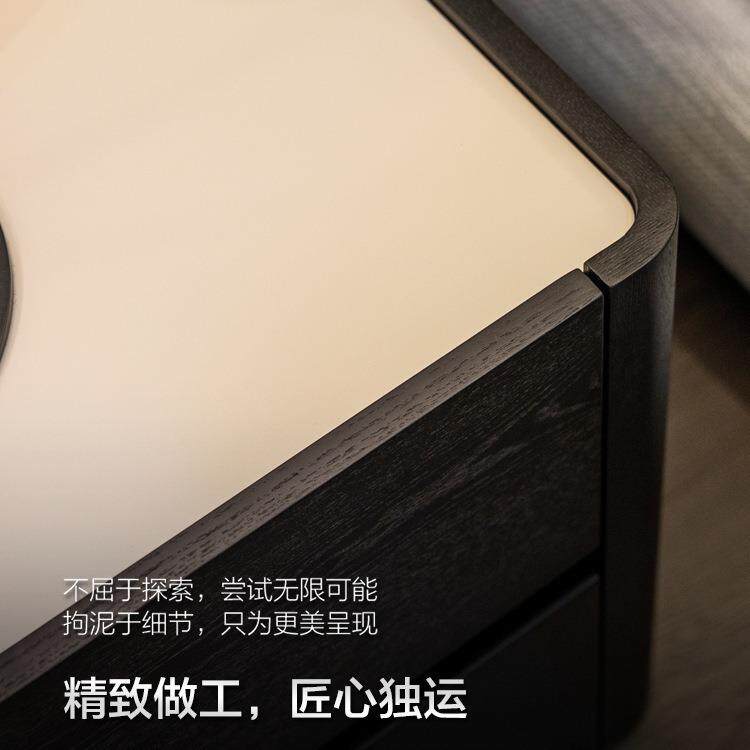 意式极简方形床头柜实木烤漆储物柜现代简约卧室轻奢广东佛山斗柜