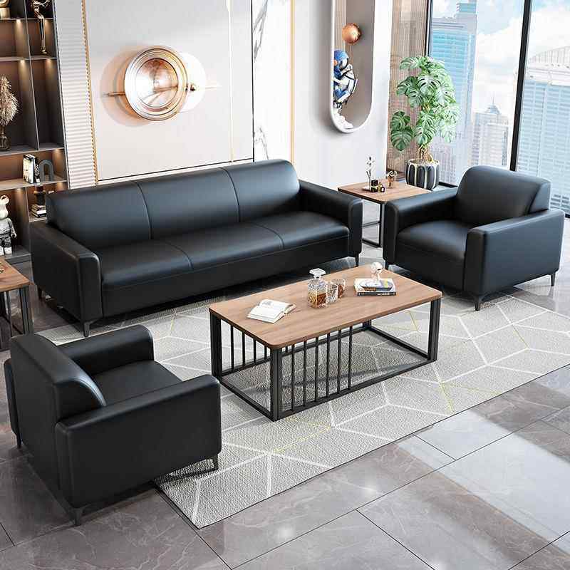 办沙发现代简会客人接待三位无品牌/小户约型办公公室商务猫抓皮