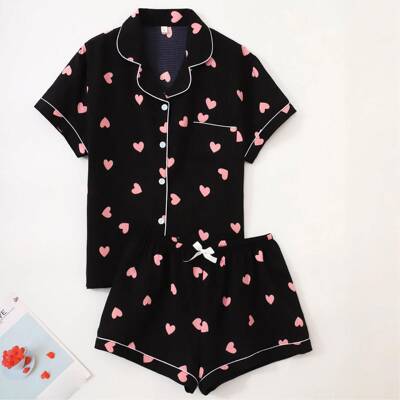Summer Women Sleepwear 2 Set Wearable Sleeve Shorts Casual