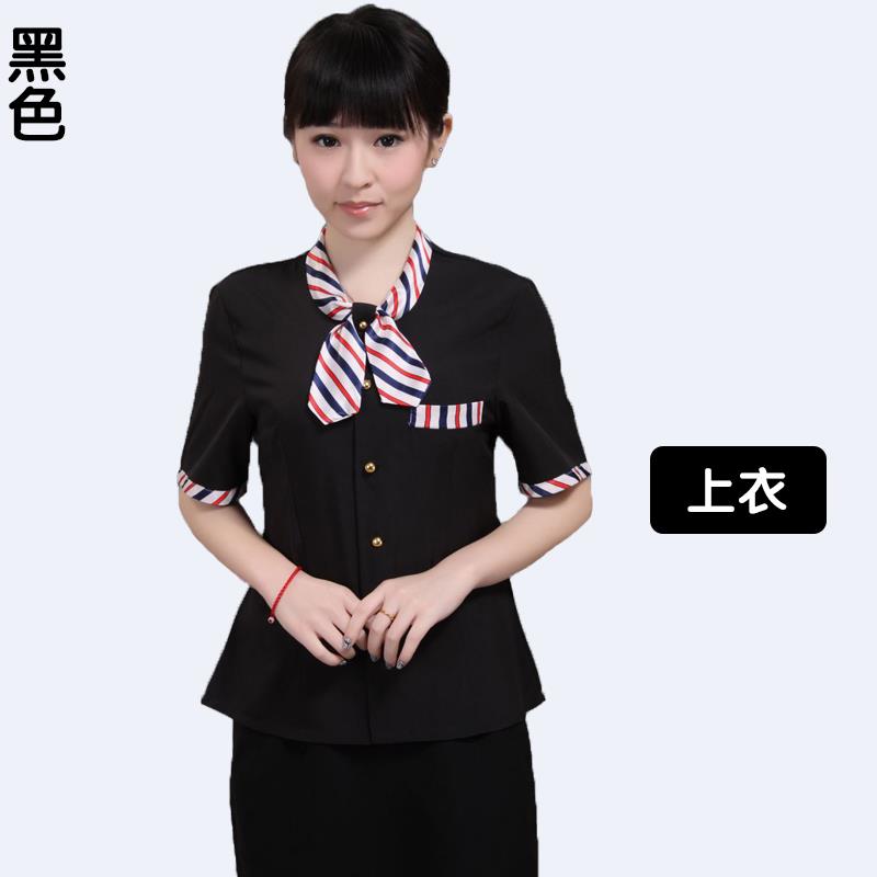 高档F9酒工服作夏装女火前台店收银餐饮连锁饭店服务员工作服锅店图片