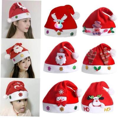 Childrens and adults fleece Christmas hats Luminous cap