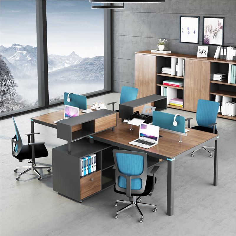 职员座008办公桌隔组断卡2/4/6人位工作桌公员工屏风桌椅合电司脑