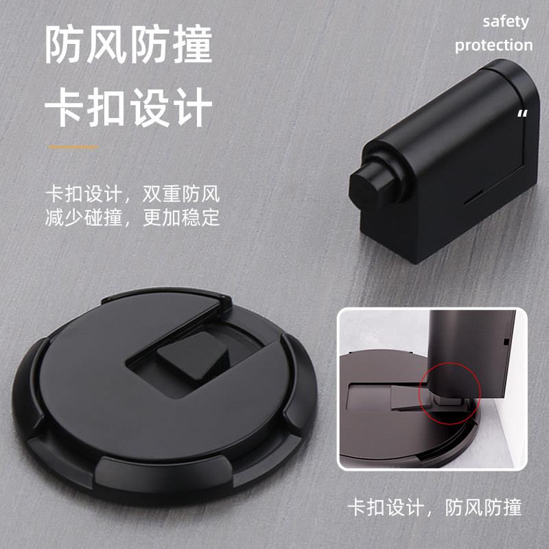 免打孔化妆室门吸所/羚防地吸浴室风璃铝合金极窄玻门后防撞阻门
