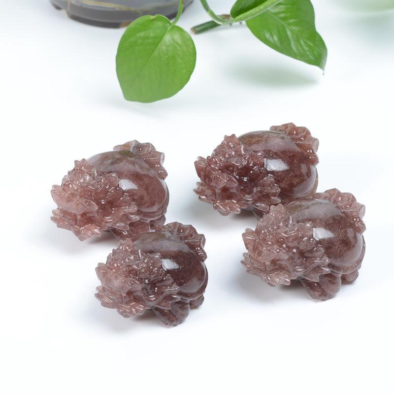厂家直销天然草莓晶龙龟新款小摆件家居装饰品客厅摆设简约美化