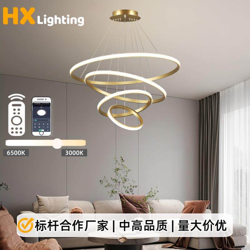 环形吊灯客厅灯现代轻奢吊顶灯卧室餐厅吊灯圆环创意led智能灯具