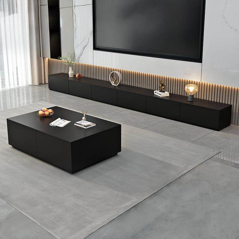 实木电视柜茶几组合现代简约客厅储物柜岩板面落地家用卧室家具柜