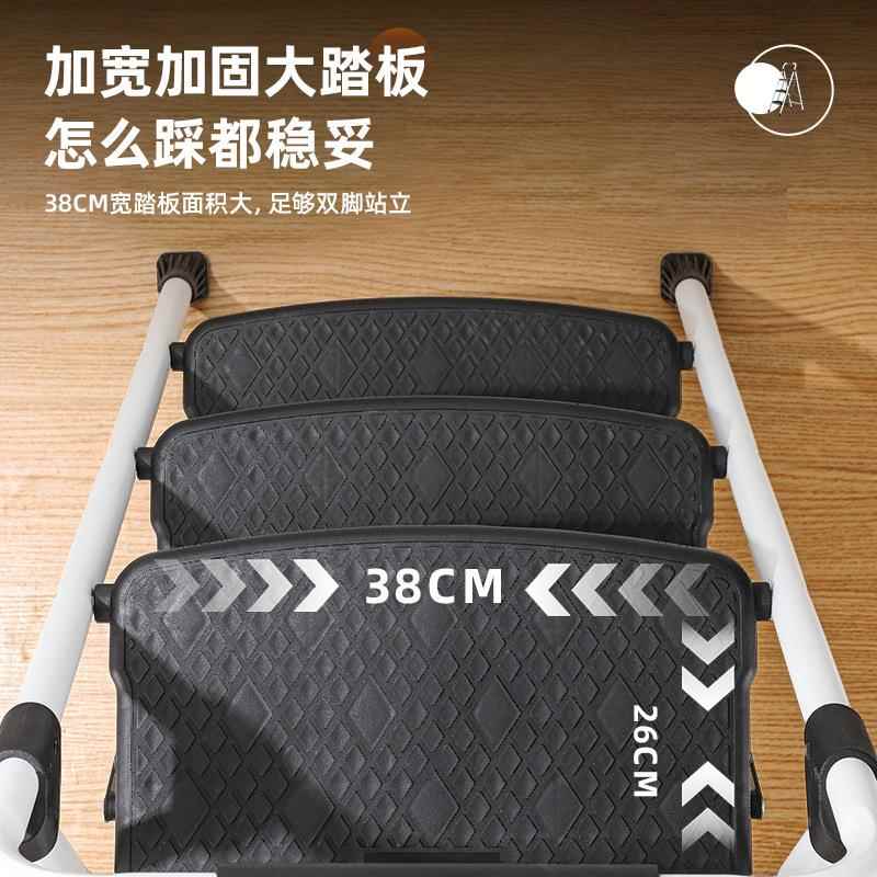 源宽头工厂家用钢碳折叠梯子伸缩加厚人K1字踏梯防滑脚套加三四步