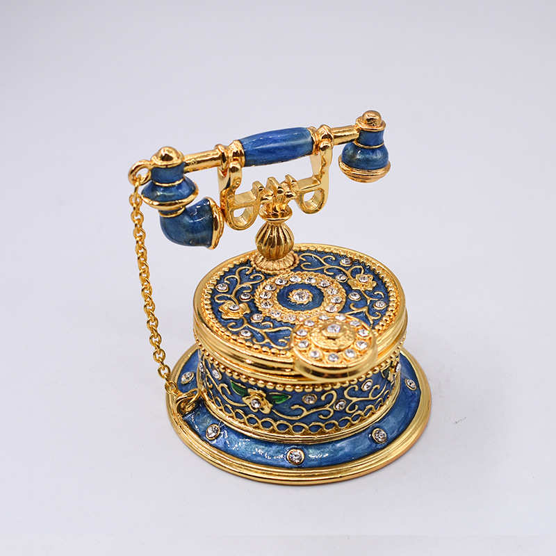 创意造型装饰品电镀新家电话机复古桌面房间珐琅金属工艺品摆件