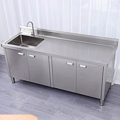 厨房3操04不面锈钢台工作台台作储RPZ物灶水池槽一体橱柜组合柜