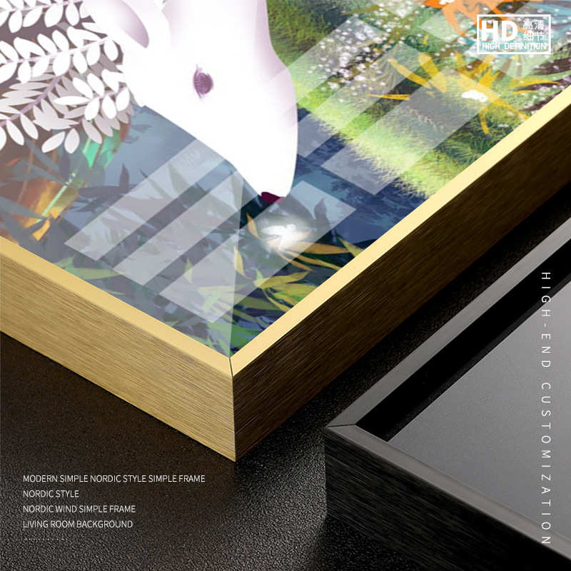 儿童房装饰画可爱男孩女孩卧室床头挂画现代卡通动物麋鹿晶瓷画图片