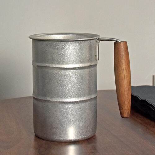 日式不锈钢复古啤酒杯 野营木柄带把手露营水杯礼盒装