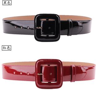 简约百搭宽腰带女连衣裙腰封带宽装饰风大衣羽绒服白红黑色0906ez